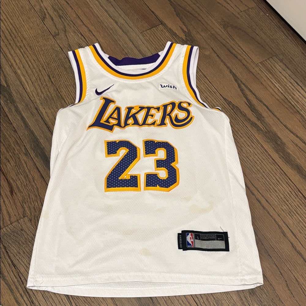 Nike White Lakers Jersey with Yellow and Purple